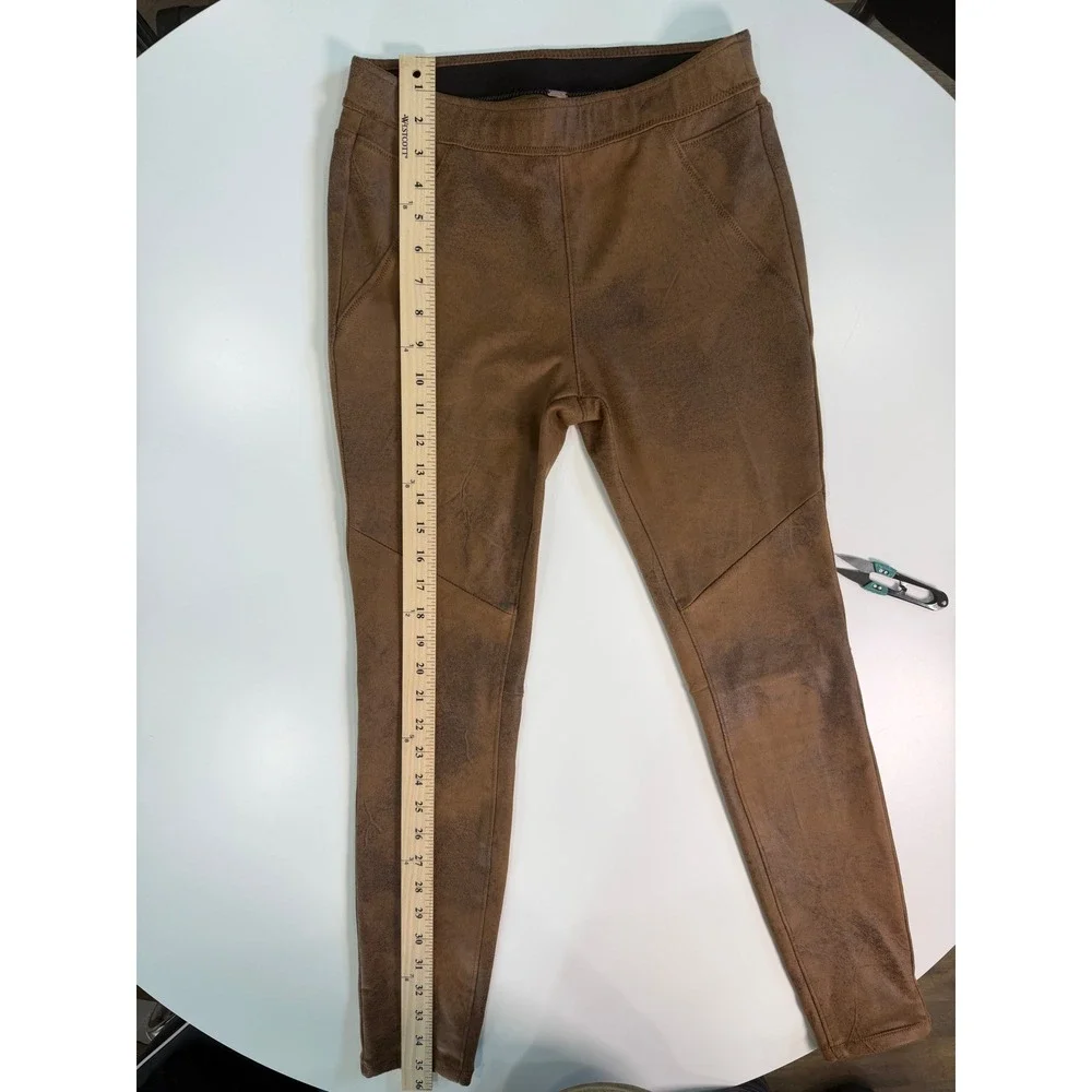 Free People‎ Vegan Leather Leggings Cognac Brown Moto Skinny Pants Size 2
